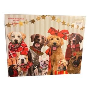 Festive Puppy Pack Puzzle 500 Piece Foil Puzzle By Cathy Walter’s New Dogs